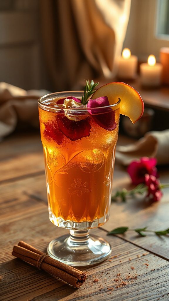 autumn inspired floral gin tonic