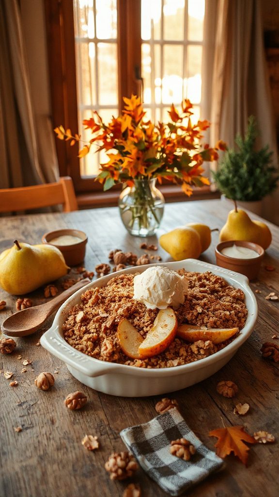 autumn pear walnut crumble