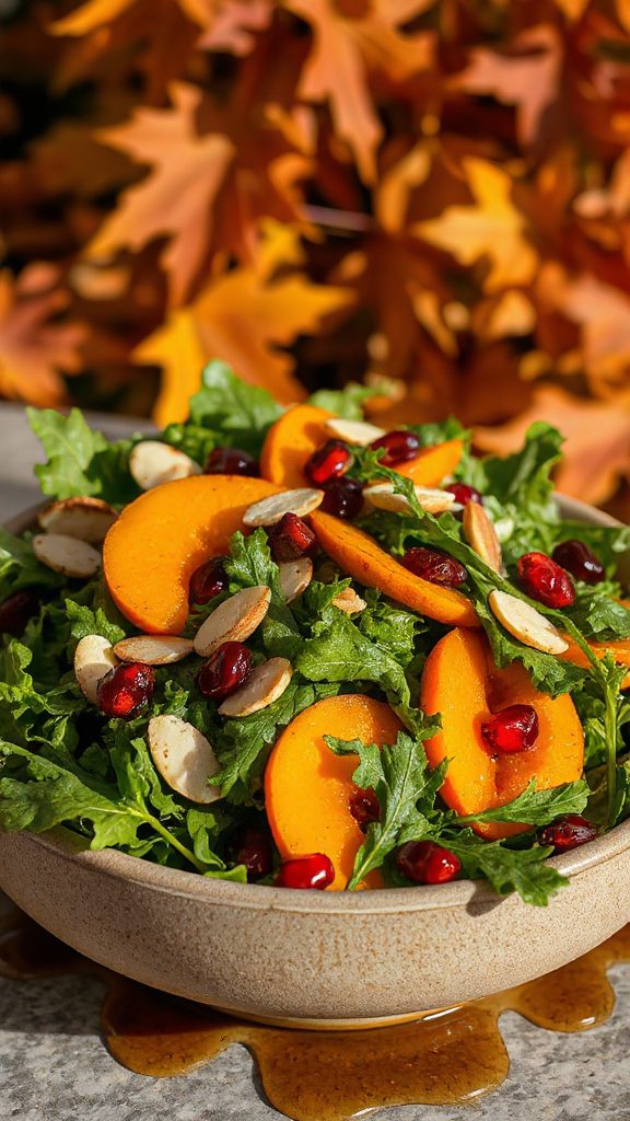 autumn salad with persimmons