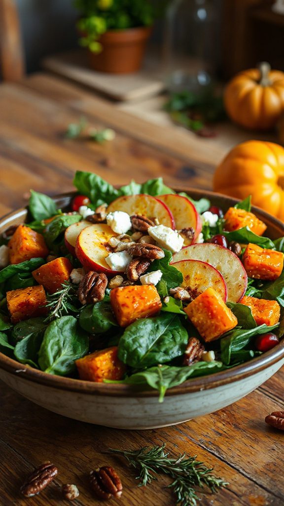 autumn salad with sweet potatoes