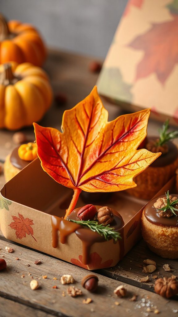 autumn themed mini bento cakes