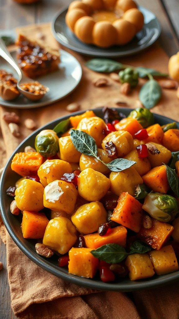 autumn vegetable gnocchi dish