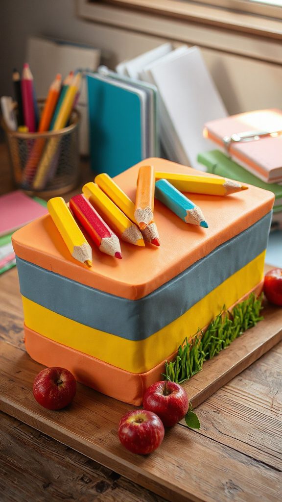 back to school pencil cake
