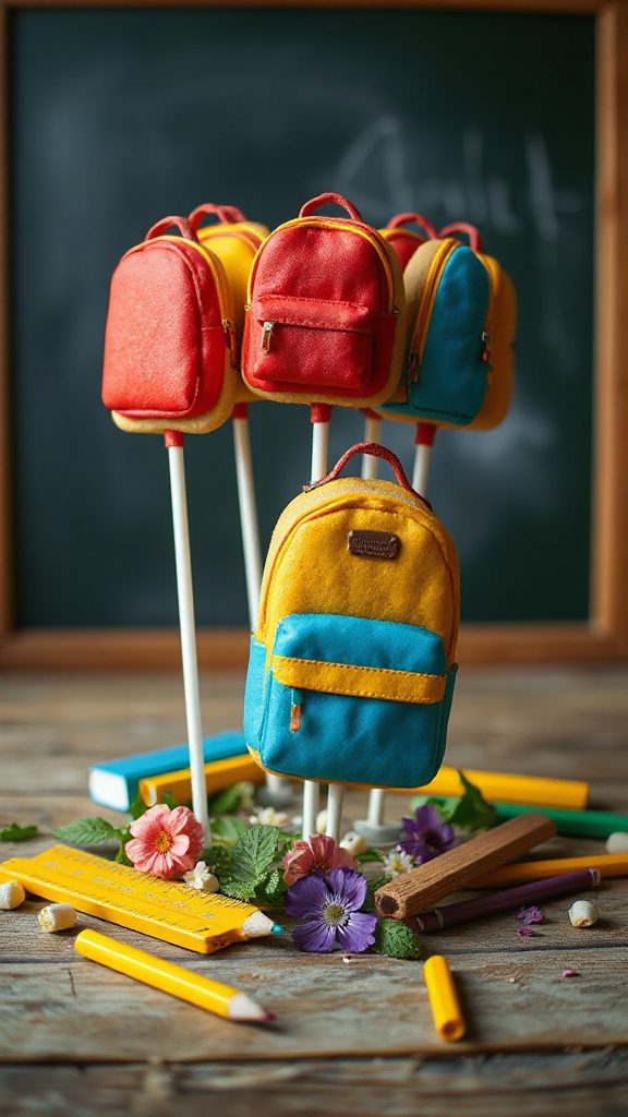 backpack shaped cookie pops