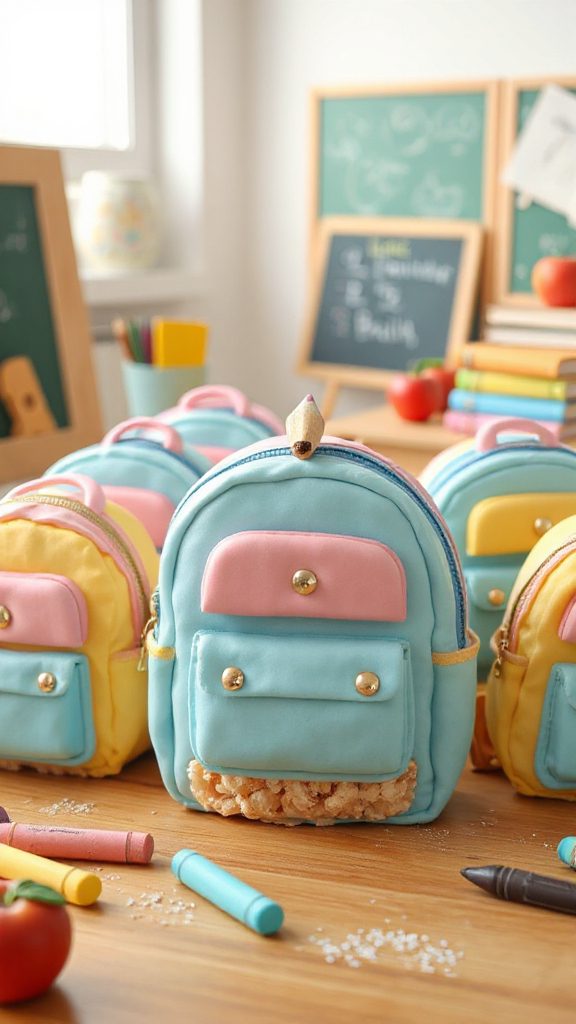 backpack shaped rice krispie treats