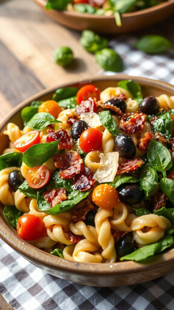 bacon and spinach pasta salad