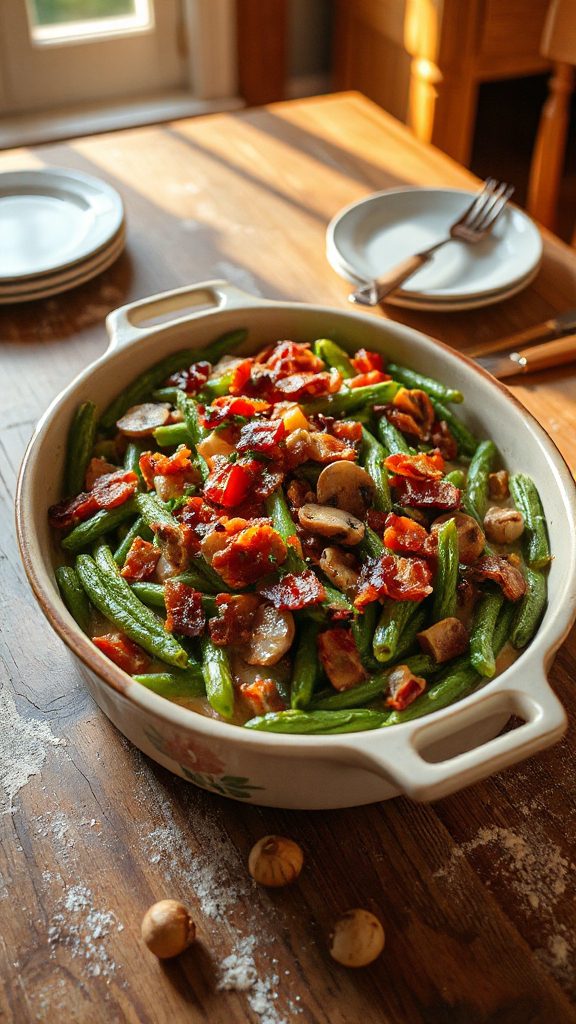 bacon mushroom green bean casserole