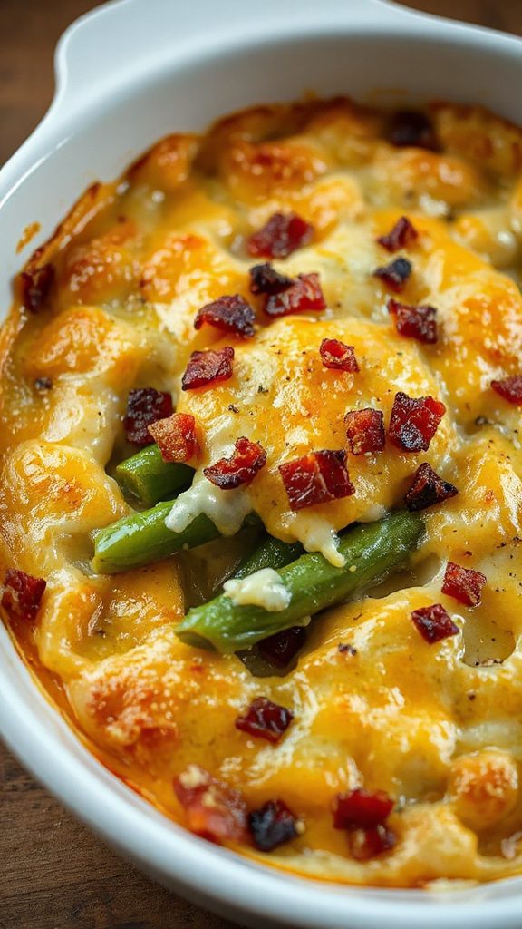 bacon swiss green bean gratin