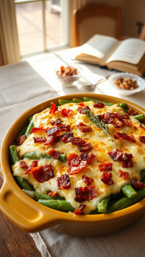 bacon thyme cheddar green beans