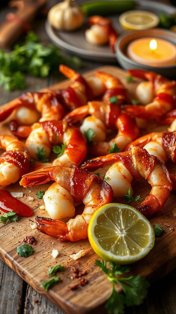 bacon wrapped spicy shrimp appetizer