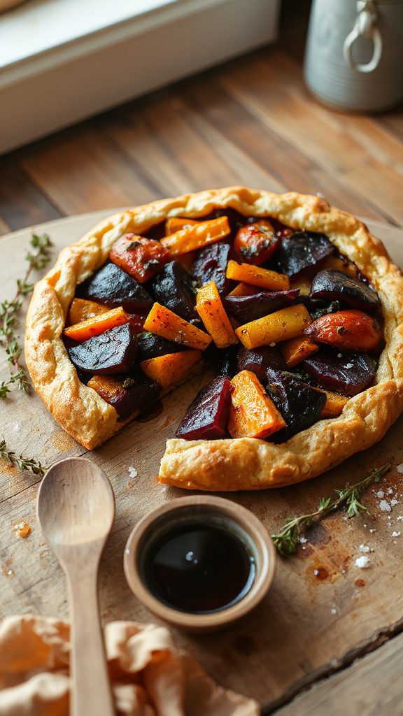 balsamic glazed root vegetable tart