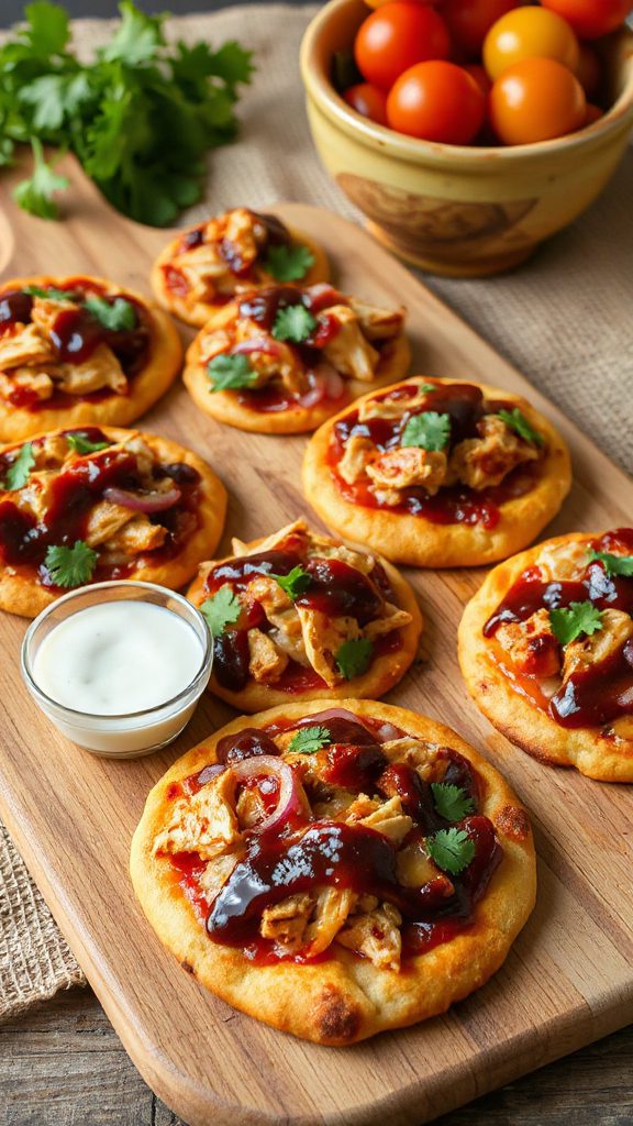 bbq chicken mini pizzas