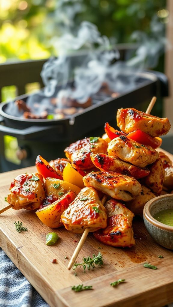 bbq chicken pepper skewers