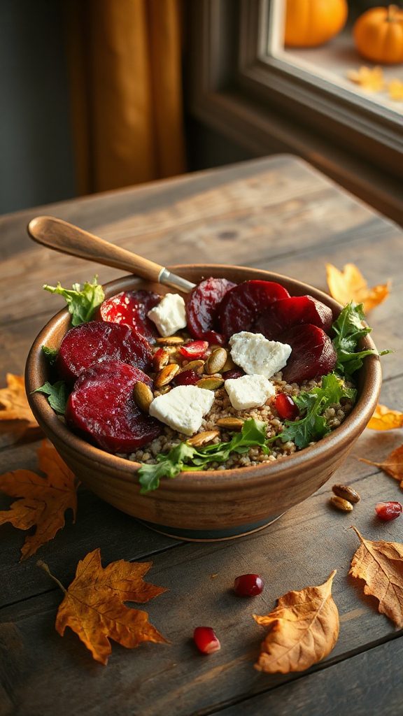 beets goat cheese arugula bowl