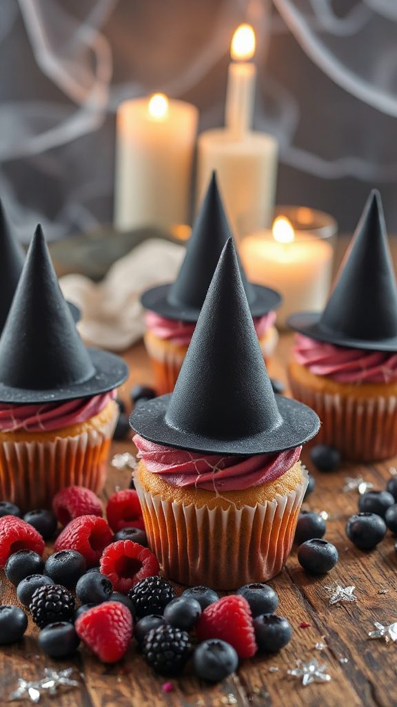 berry filled witch hat cupcakes berry filled witch hat cupcakes