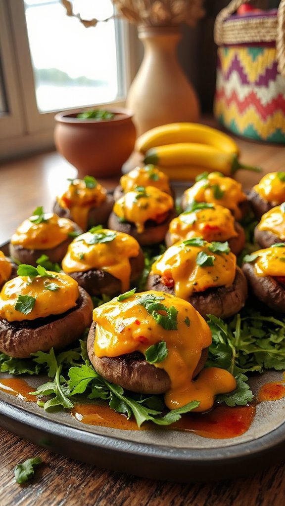 bhutanese style stuffed mushrooms