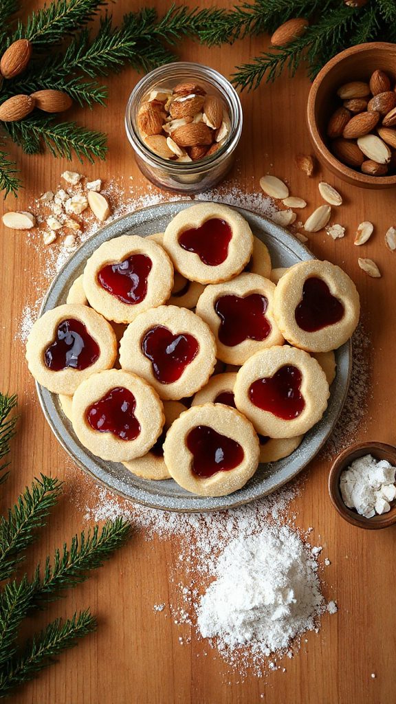 bite sized almond jam sandwiches