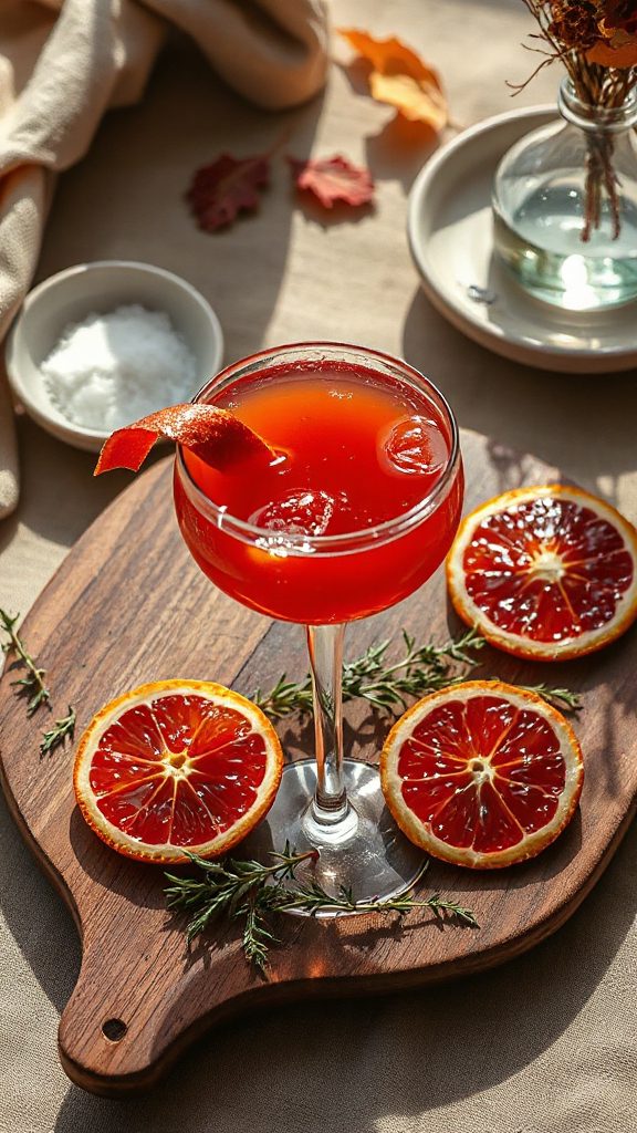 blood orange gimlet cocktail
