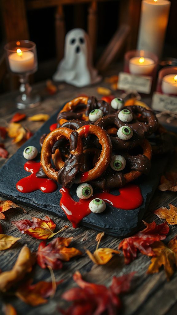bloodied chocolate pretzel treats