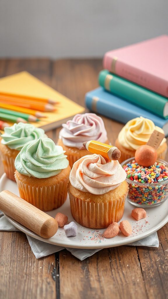 book themed stacked cupcakes
