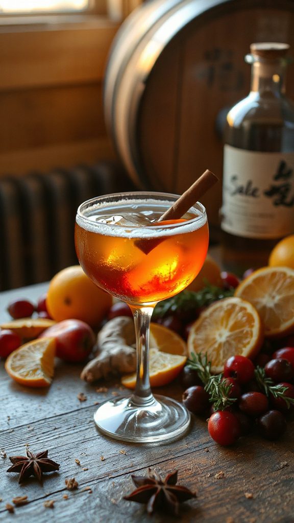 bourbon barrel aged sake cocktail