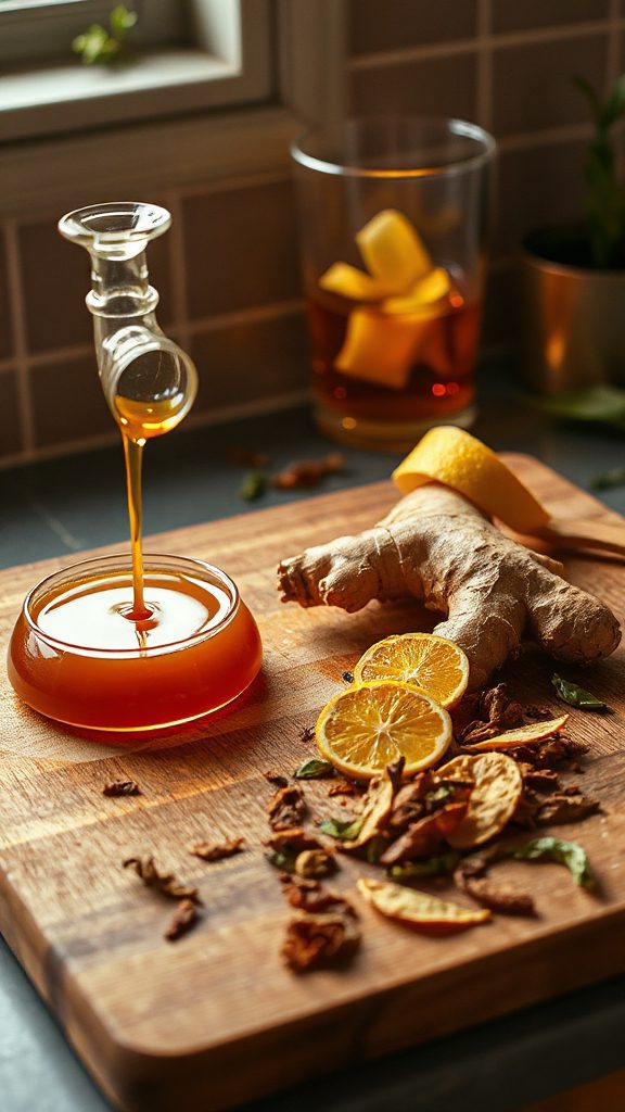 bourbon cocktail with tulsi