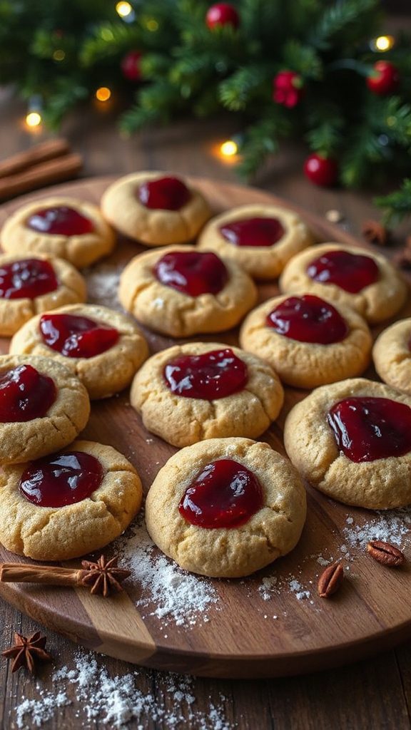 bourbon infused buttery thumbprint cookies