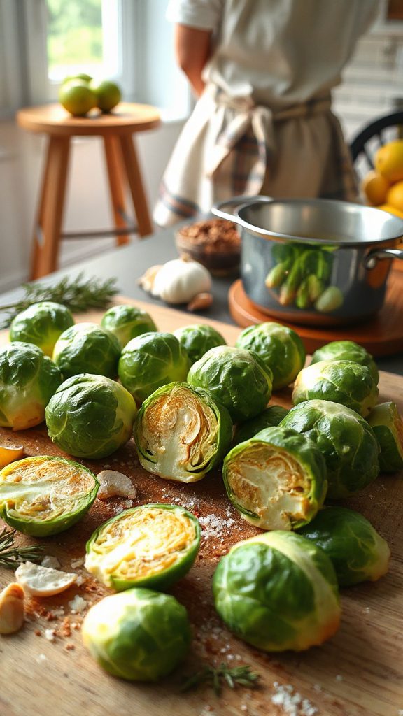 brined and roasted brussels sprouts