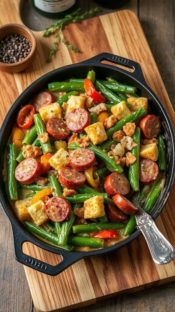 cajun sausage green beans bake