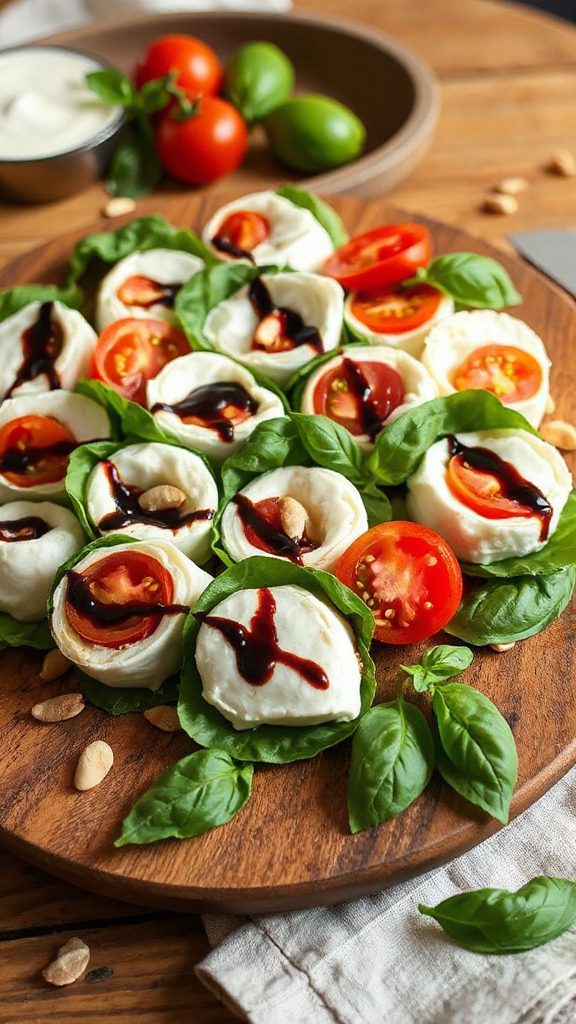 caprese inspired tortilla roll ups