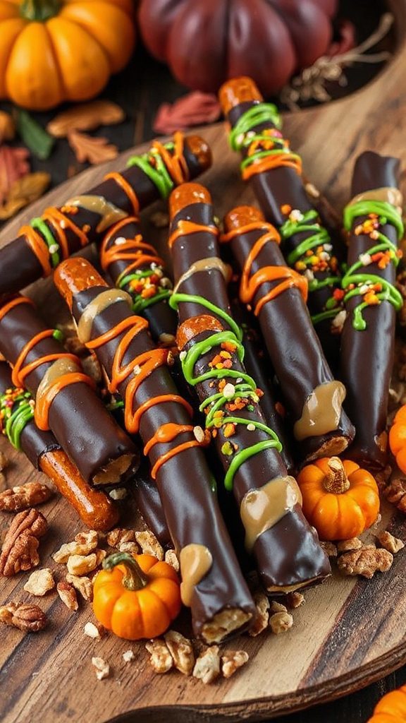 caramel coated pretzel rods