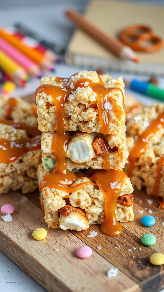 caramel pretzel rice treats
