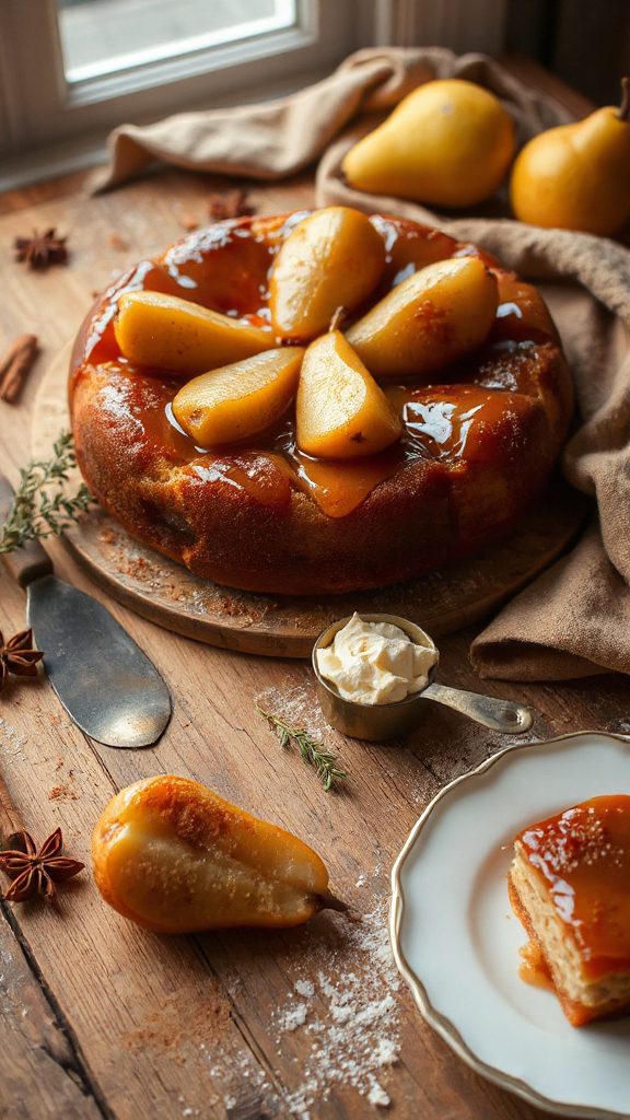 caramelized pear upside down cake