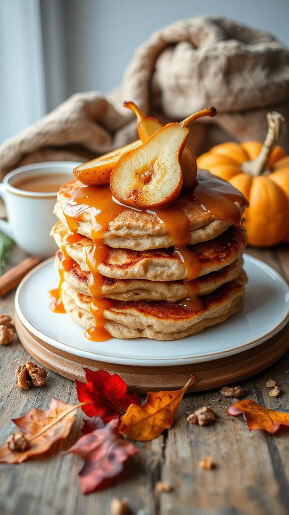 caramelized pears on pancakes