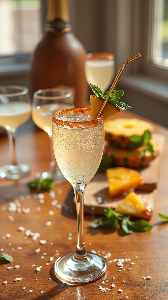 caramelized pineapple prosecco cocktail