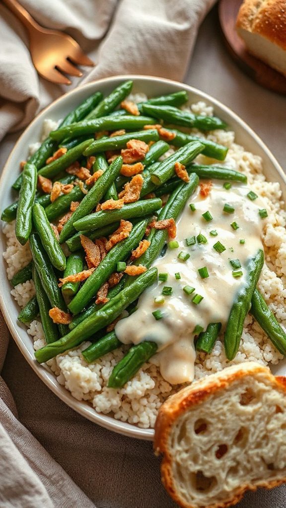 cauliflower rice green bean casserole