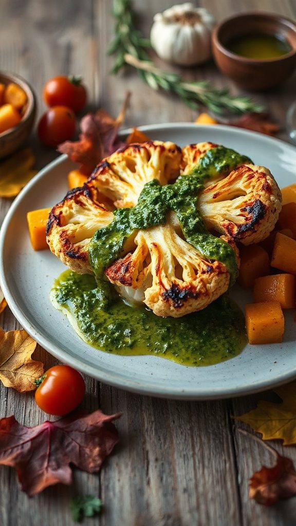 cauliflower steak with chimichurri cauliflower steak with chimichurri