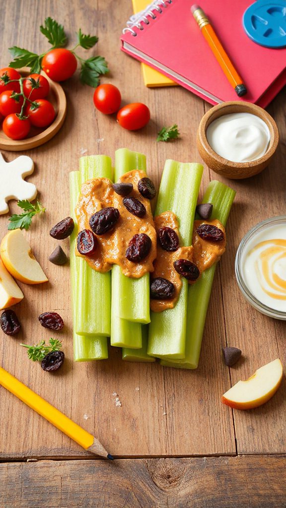 celery peanut butter raisins snack