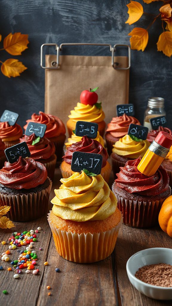 chalkboard themed cupcake decorations