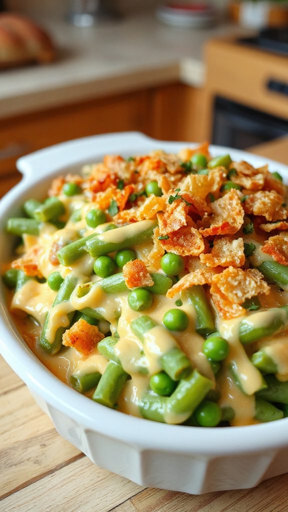 cheddar pea green bean casserole