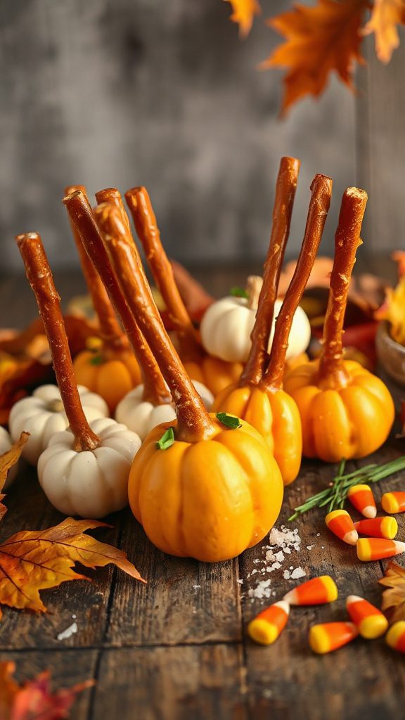 cheese and pretzel brooms