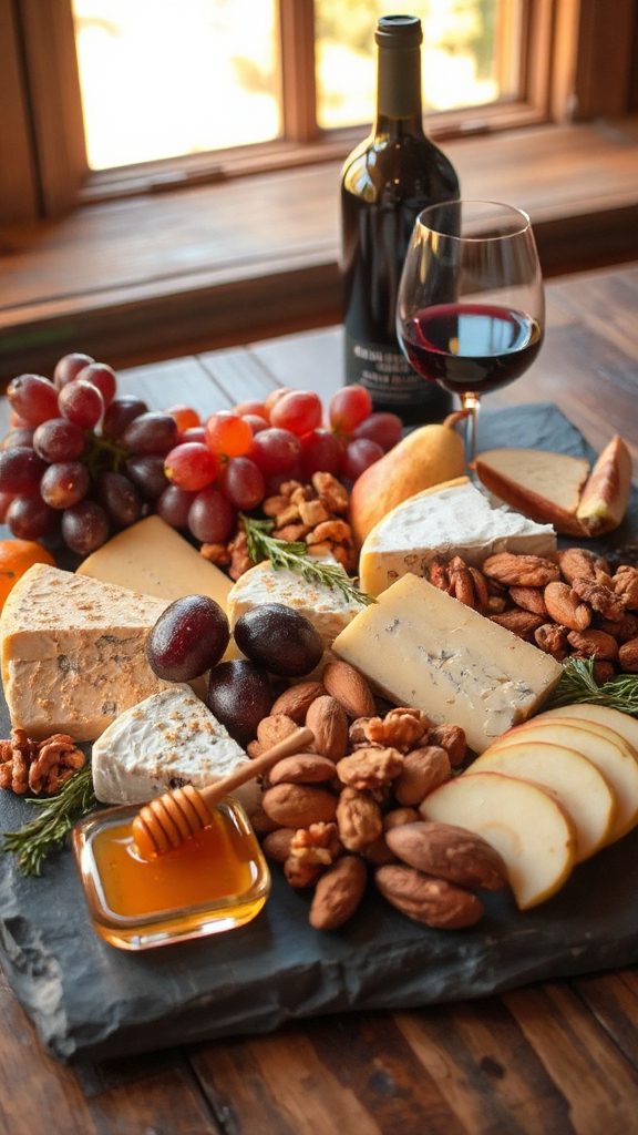 cheese board with red blend
