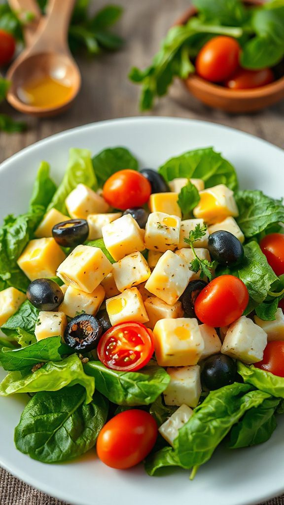 cheese cubes enhance salad flavor