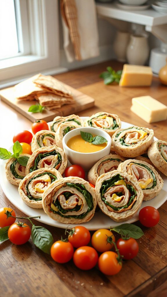 cheese turkey pinwheel snack