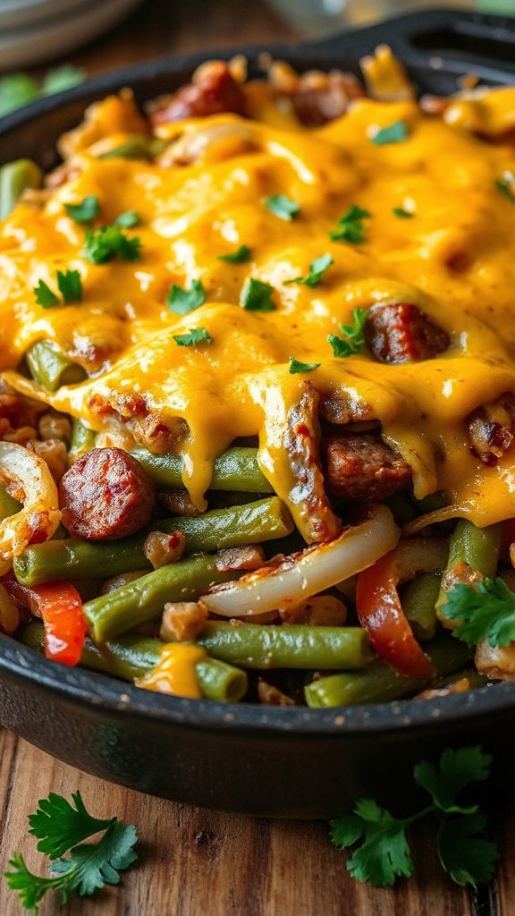 cheesy andouille green bean bake