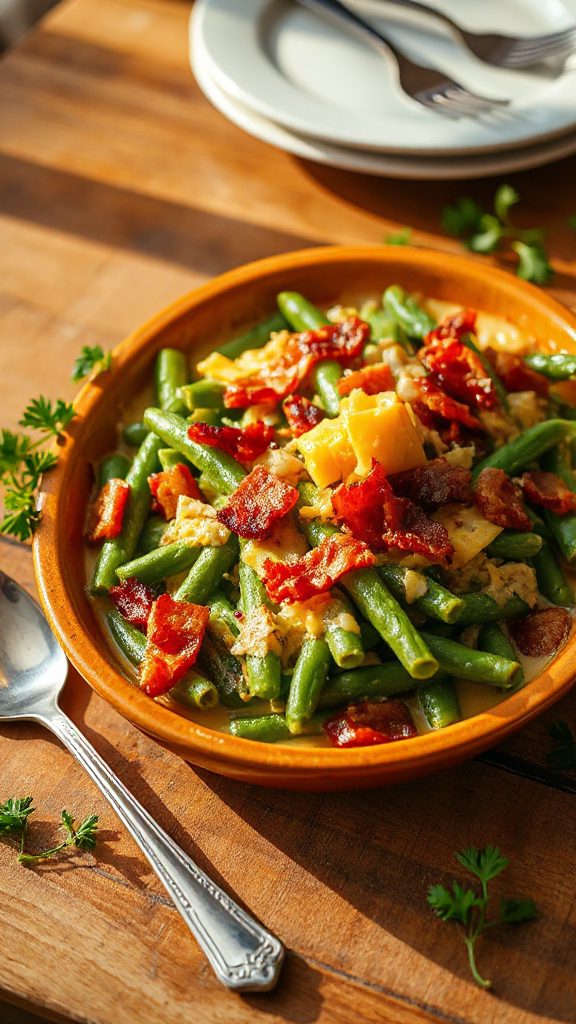cheesy bacon green bean casserole