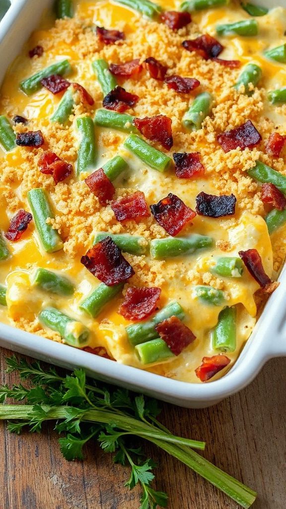 cheesy bacon green bean casserole cheesy bacon green bean casserole
