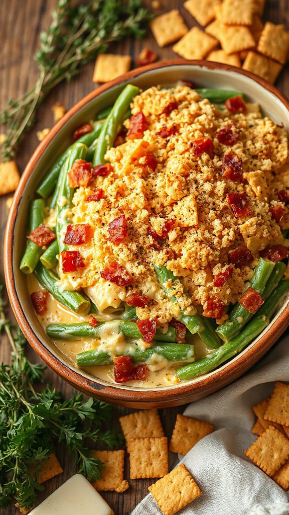 cheesy bacon green bean casserole cheesy bacon green bean casserole