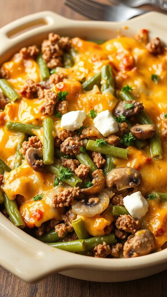 cheesy beef green bean casserole