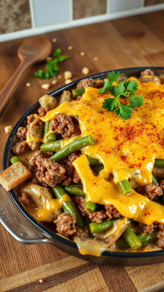 cheesy burger green bean casserole